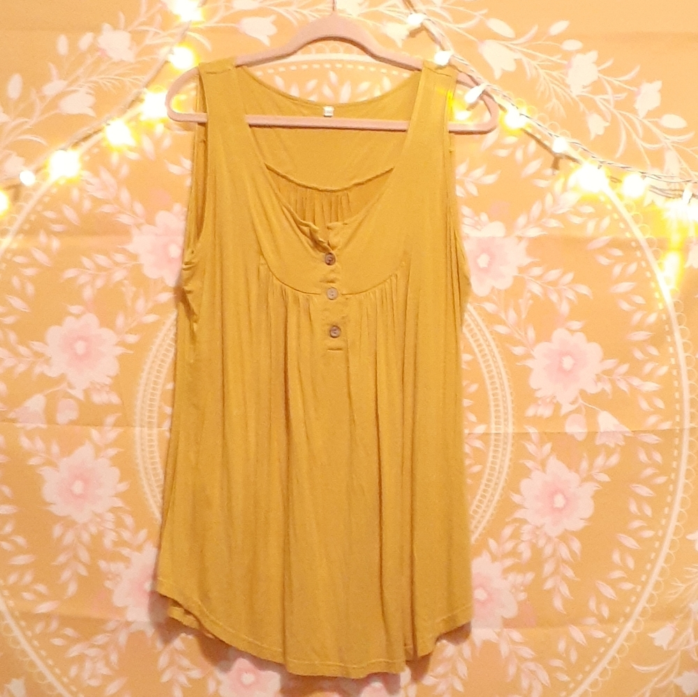 Unbranded 2X Yellow Flowy Tank Top